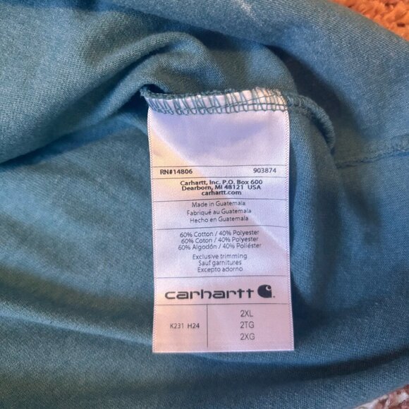 Carhartt Mens TShirt 2XL Loose Fit Heavyweight Long Sleeve Graphic Blue K231 H24 - Picture 4 of 5